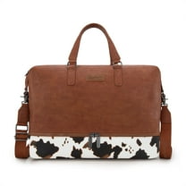 Wrangler Travel Duffel Bag Carry On Overnight Bag with Shoe Compartment Weekender Bag for Women and Men ,Cow-Brown