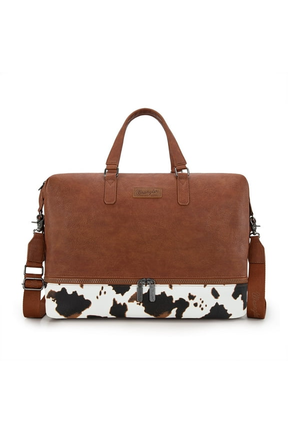 Wrangler Travel Duffel Bag Carry On Overnight Bag with Shoe Compartment Weekender Bag for Women and Men ,Cow-Brown