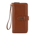 thumbnail image 1 of Wrangler Wristlet Wallet Women RFID Blocking Wallet, Card Cases & Money Organizers Large Capacity Bifold Clutch Wallets Ladies Female Card Cash Phone Wallets with ID Window, Brown, 1 of 7