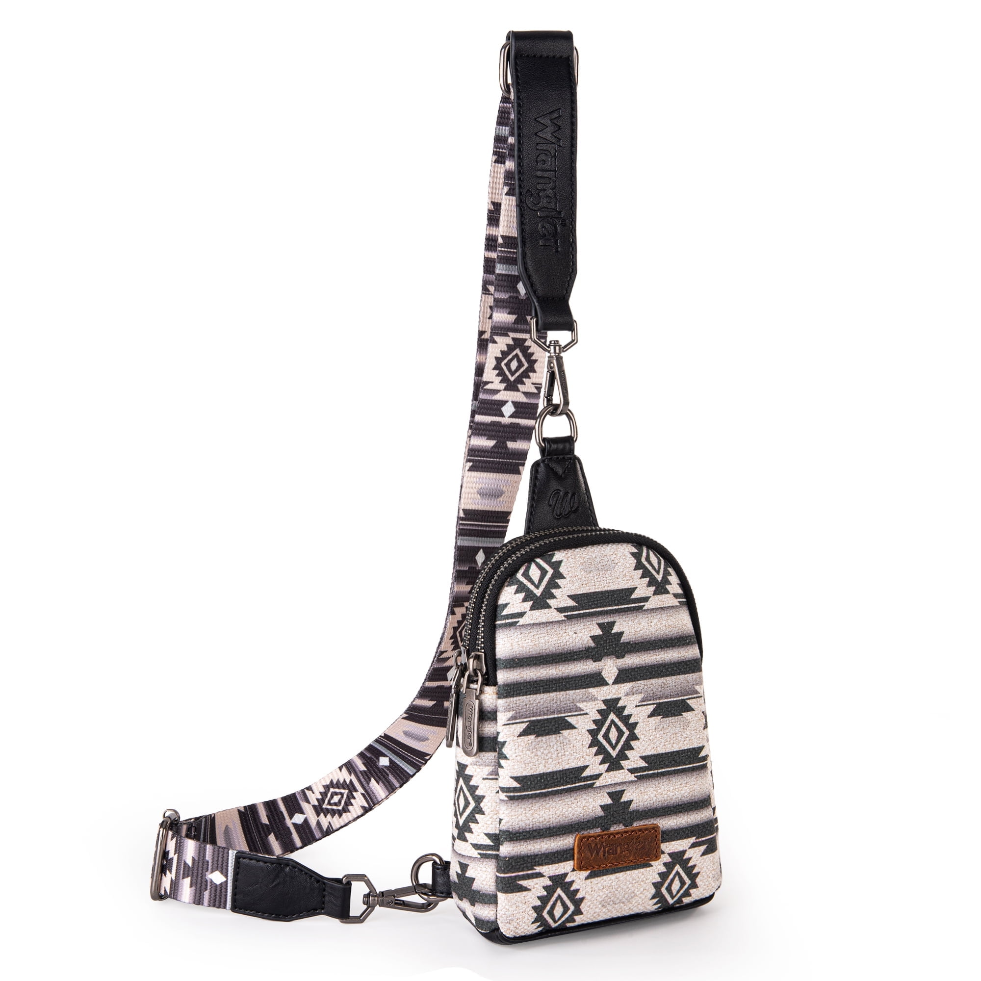 Wrangler Crossbody Sling Bags for Women Cross Body Purse with Detachable Strap, Black