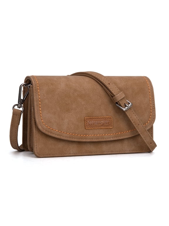 Wrangler Crossbody Bag for Women Small Wallet Purse RFID Blocking Clutch Phone Purse, Khaki