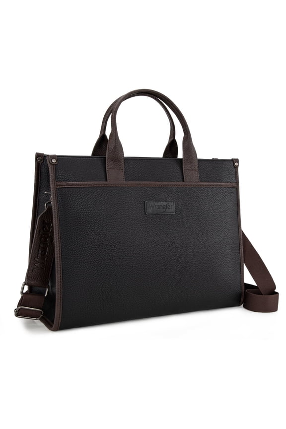 Wrangler Laptop Bag for Women 15.6 Inch Vintage Work Messenger Bag for Business Briefcase Handbag with Adjustable Shoulder Strap, Black