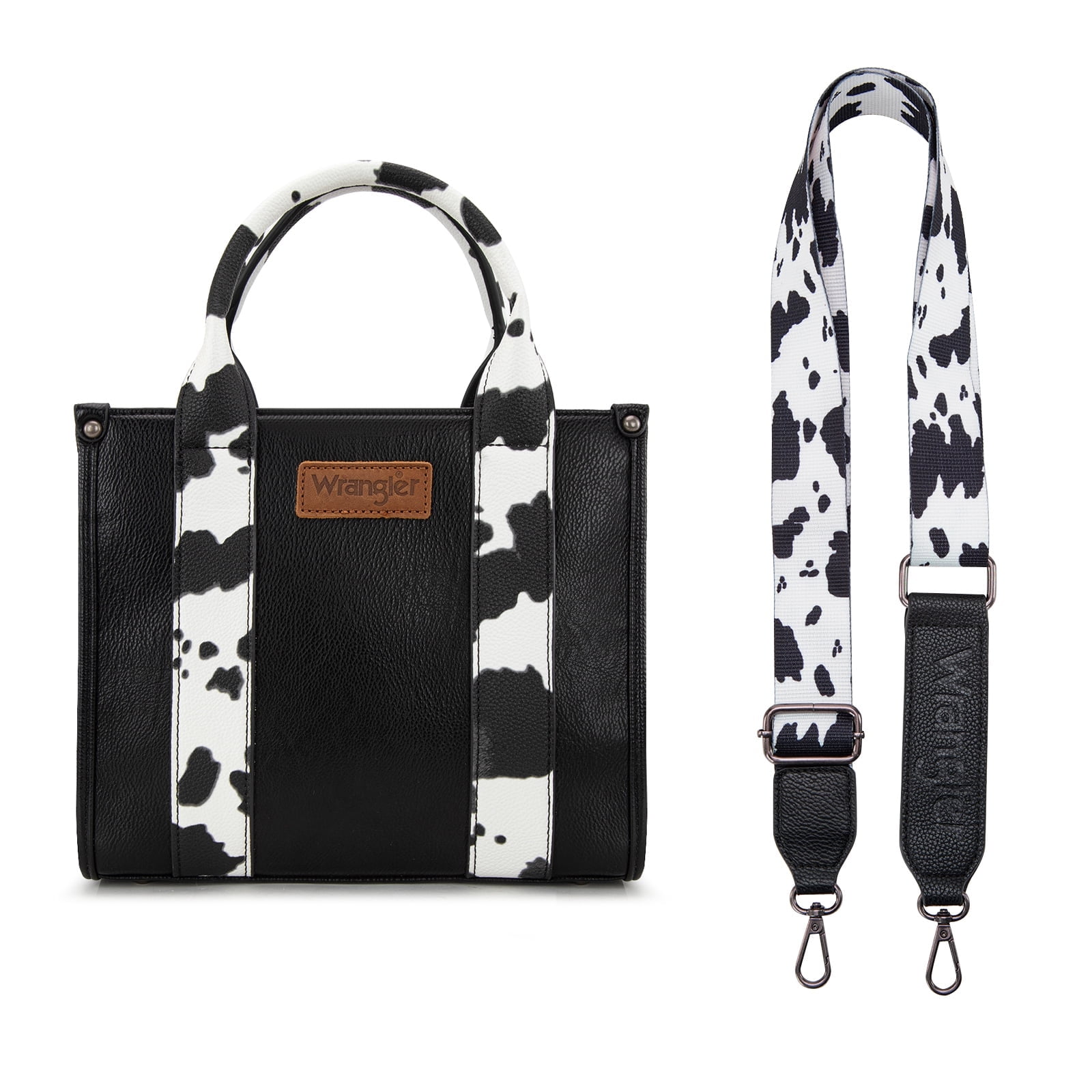 Wrangler Aztec Tote Bag for Women Boho Shoulder Purse, Cow-Black