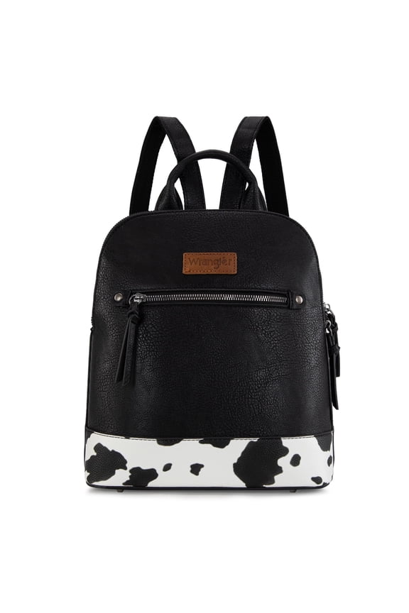 Wrangler Backpack Purse for Women Medium Ladies' Bookbag Travel Work Daypacks Bags, Cow-Black