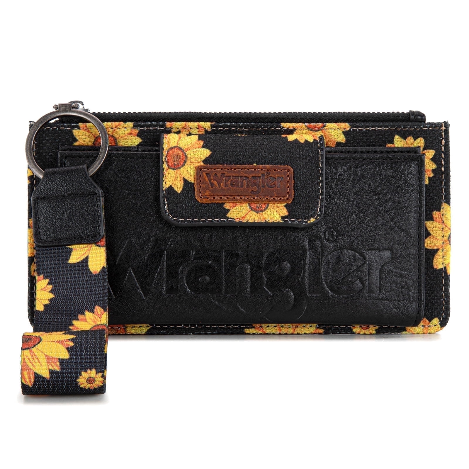 Wrangler Purses for Women Western Clutch Purse Rfid Wallet Womens, Sunflower-Black