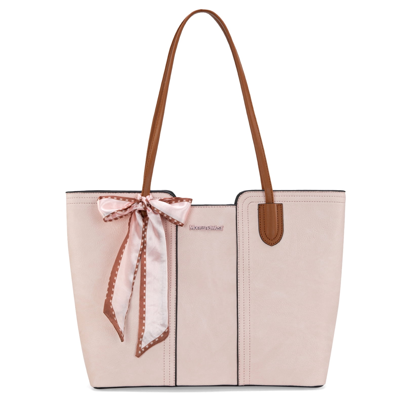 Montana West Tote Bags for Women Medium Top Handle Handbags with Scarf, Pink