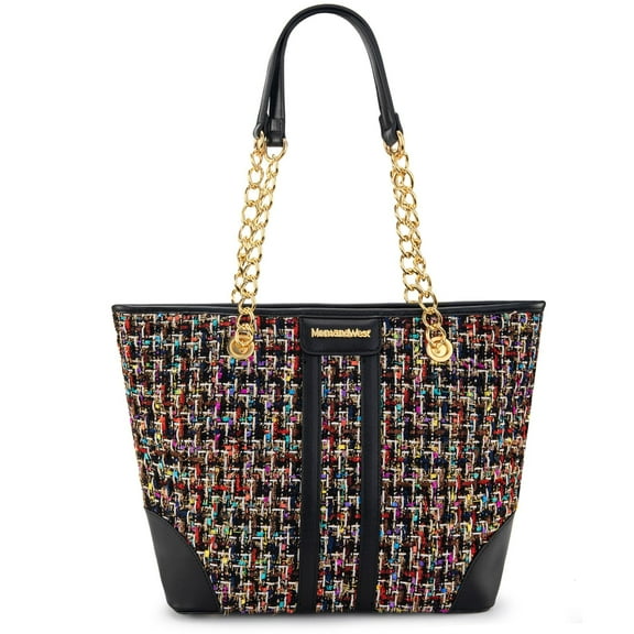 Montana West MEDIUM Tote Bag for Women Quilted Chain Handbags Shoulder Purse, Black