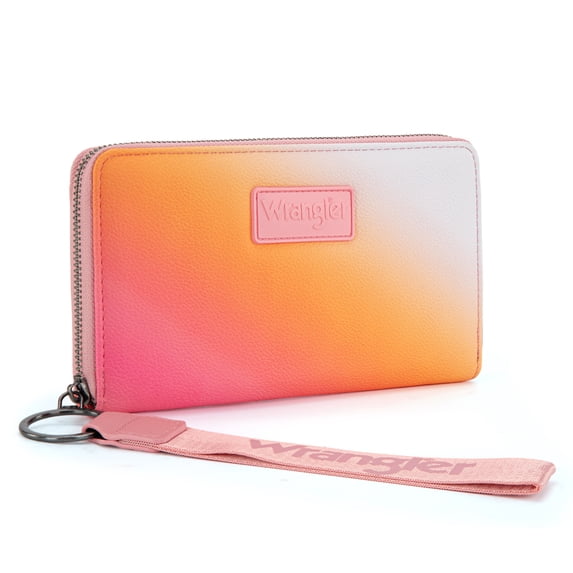 Wrangler Wallet Purse for Women Gradient Wristlet Wallet with Credit Card Holder, Pink