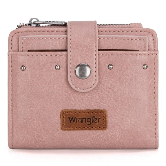 Wrangler Wallet for Women Small Bifold Wallet Womens Ladies Female Credit Card Wallet with Removable ID Window, Dark Pink