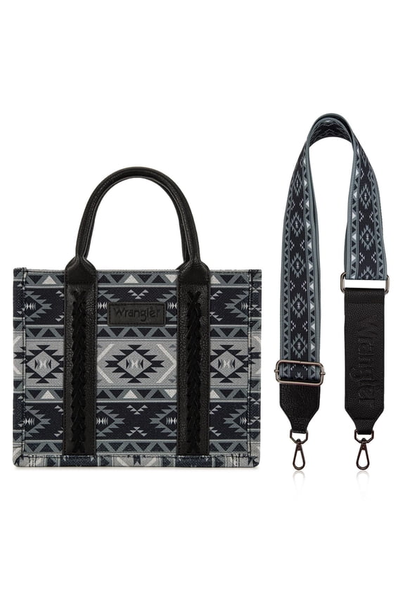 Wrangler Aztec Tote Bag for Women Boho Shoulder Purses and Handbags, Aztec Black