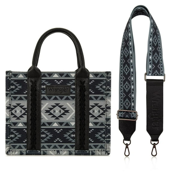 Wrangler Aztec Tote Bag for Women Boho Shoulder Purses and Handbags, Aztec Black