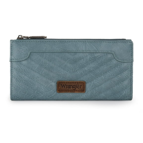 Wrangler Minimalist Wallet Credit Card Wallet for Women with Smooth Zippers, Jean