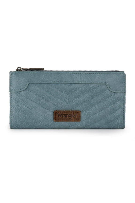 Wrangler Minimalist Wallet Credit Card Wallet for Women with Smooth Zippers, Jean
