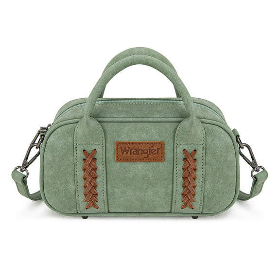 Wrangler Barrel Bag Retro Top Handle Bags with Crossbody Strap Boston Satchel Purse and Handbag Women, Green