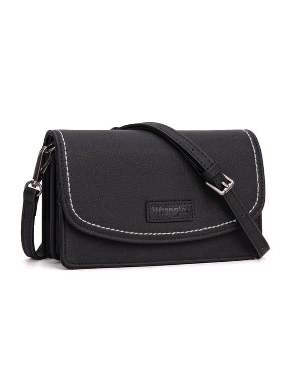 Wrangler Crossbody Bag for Women Small Wallet Purse RFID Blocking Clutch Phone Purse, Black