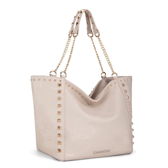 Montana West Large Tote Bag for Women Oversized Shoulder Purses with Chain Handbags, White