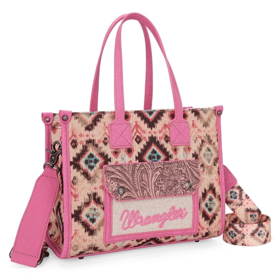 Wrangler Aztec Tote Bag for Women Western Purses and Handbags, Pink