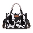 thumbnail image 1 of Wrangler Tote Bag Cow Print Western Satchel Bags for Women with Braided Rope Handle, Black, 1 of 7