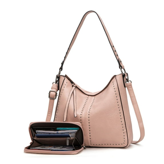 Montana West Purse and Wallet 2Pcs Set Hobo Crossbody Bag for Women Shoulder Handbags with Adjustable Strap, Pink