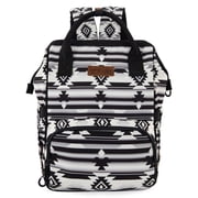 Wrangler Aztec Travel Backpack Baby Bag for Women with Stroller Strap and Side Bottle Pockets Organized Diaper Bag, Black