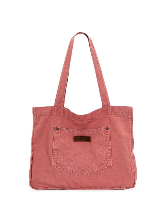 Wrangler Tote Bag for Women Large Denim Purses for Work Travel, Pink