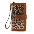 thumbnail image 1 of Wrangler Wristlet Wallet Women RFID Blocking Wallet, Card Cases & Money Organizers Large Capacity Bifold Clutch Wallets Ladies Female Card Cash Phone Wallets with ID Window, Lepard-Brown, 1 of 7