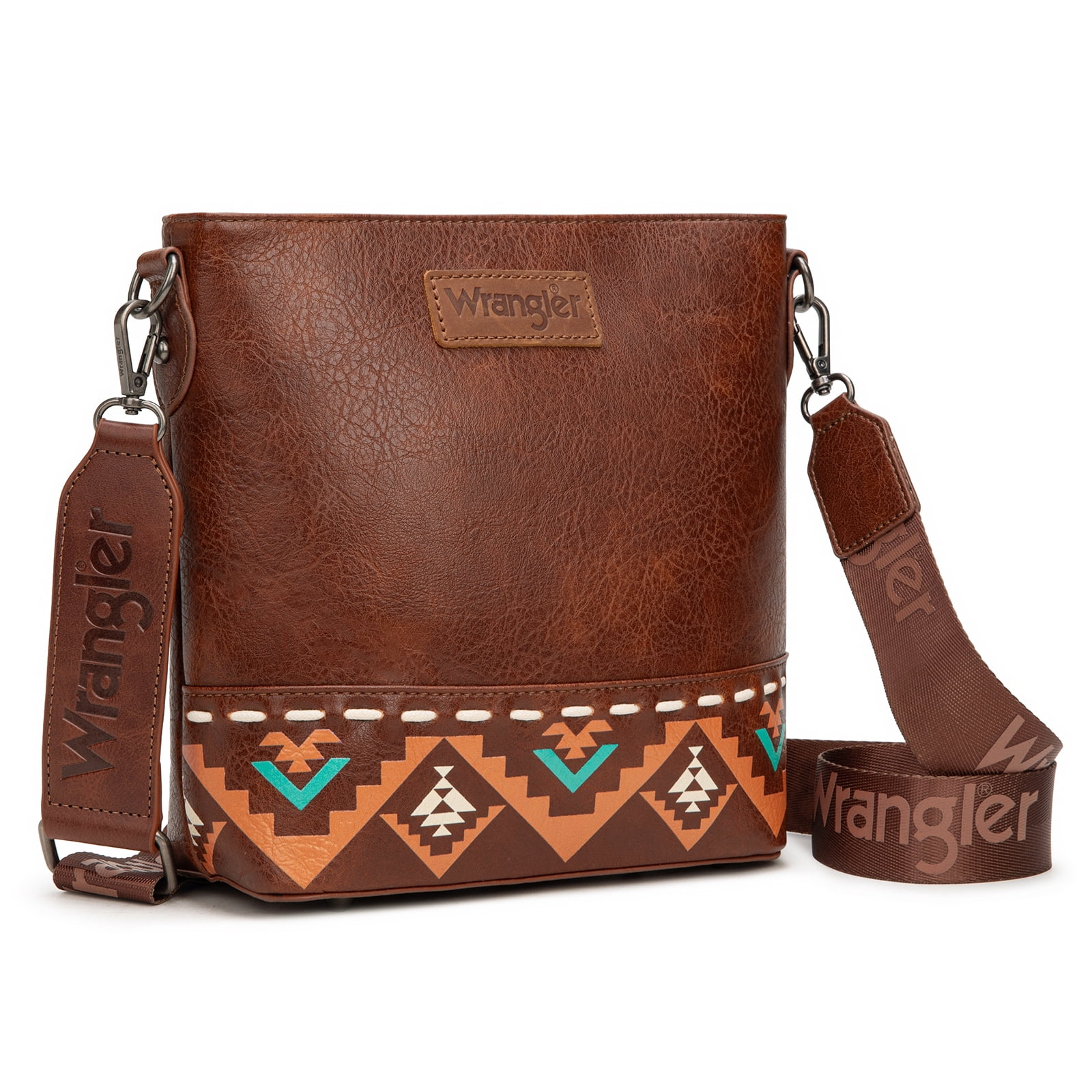 Wrangler Crossbody Purses for Women Two Tone Crossbody Bags Women Purses and Handbags, Art Brown
