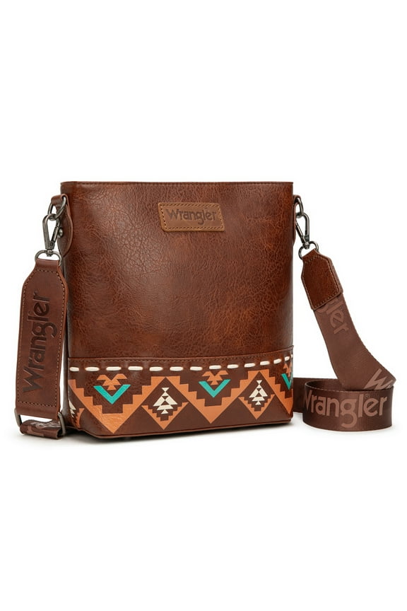 Wrangler Crossbody Purses for Women Two Tone Crossbody Bags Women Purses and Handbags, Art Brown