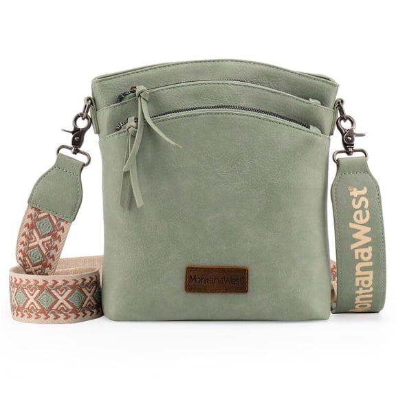 Montana West Crossbody Purses and Handbags for Women Double Compartments Cross Body Bag with Adjustable Strap, Green