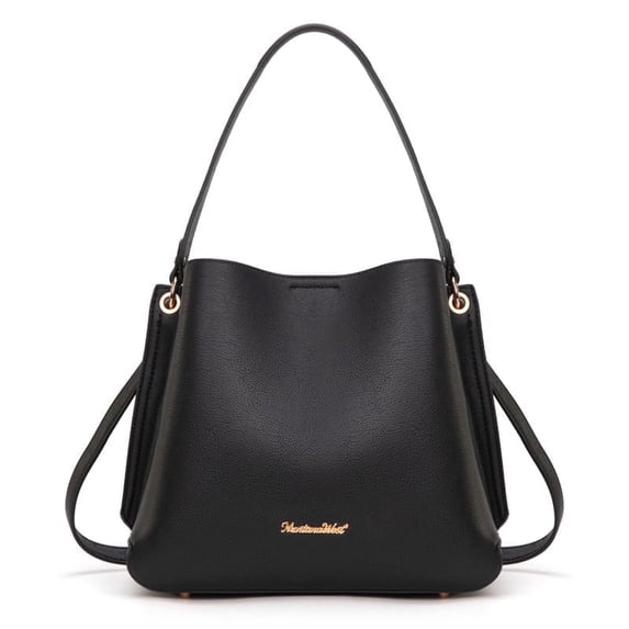 Montana West Hobo Purse for Women Bucket Shoulder Bag with Crossbody Strap, Black