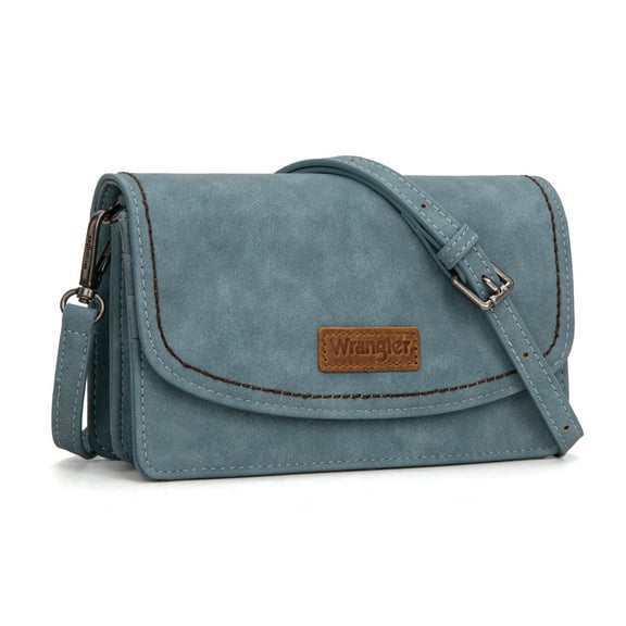 Wrangler Crossbody Bag for Women Small Wallet Purse RFID Blocking Clutch Phone Purse, Jean