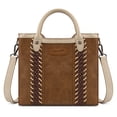 thumbnail image 1 of Wrangler Womens Braided Tote Bag Western Style Suede Top Handle Handbag With Detachable Crossbody Strap, Brown, 1 of 6
