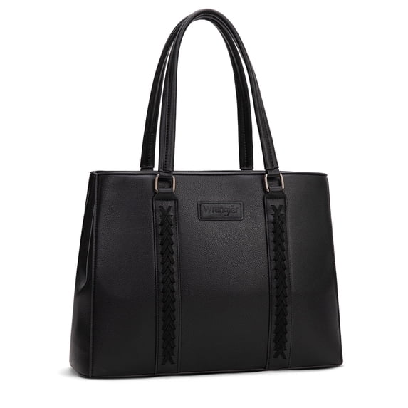 Wrangler Double Compartment Tote Bag for Women Whipstitch Handbag, Black