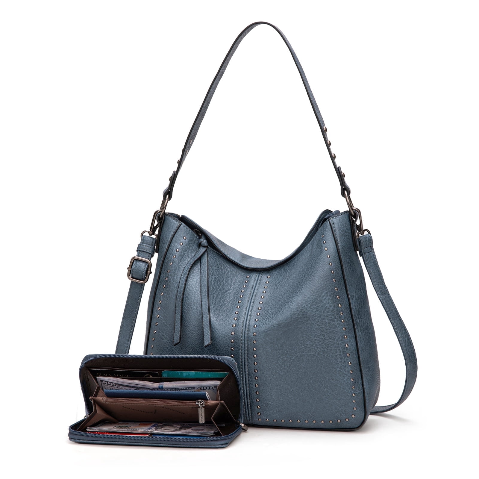Montana West Purse and Wallet 2Pcs Set Hobo Crossbody Bag for Women Shoulder Handbags with Adjustable Strap, Jean