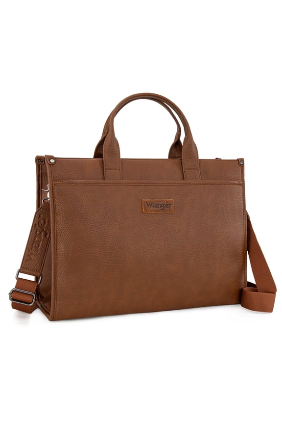 Wrangler Laptop Bag for Women 15.6 Inch Vintage Work Messenger Bag for Business Briefcase Handbag with Adjustable Shoulder Strap, Brown