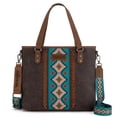 thumbnail image 1 of Wrangler Weatern Tote Bag for Women Medium Sized Aztec Handbags with Crossbody Strap, Coffee-turquoise, 1 of 7