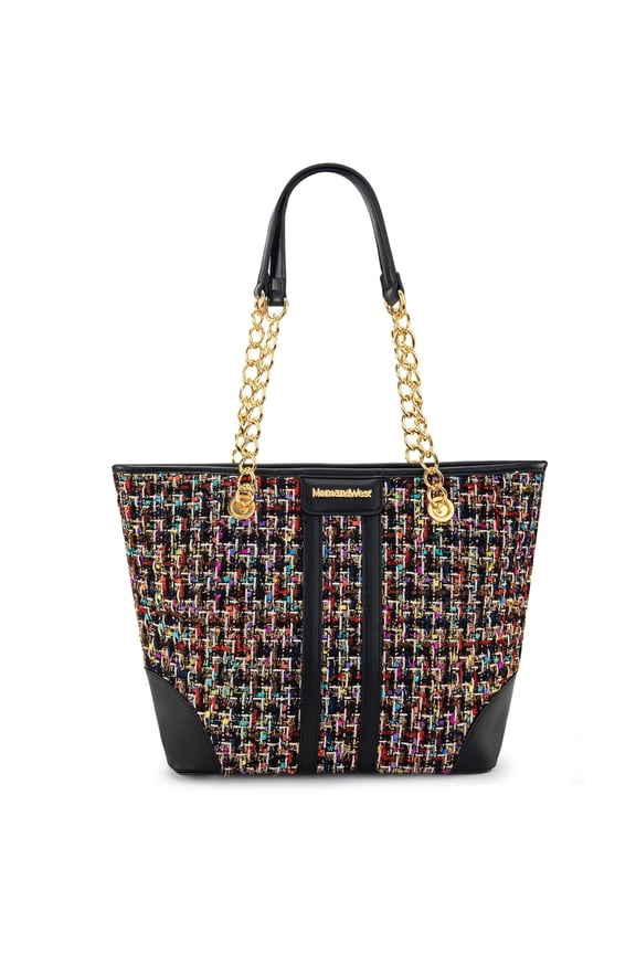 MEDIUM Tote Bag for Women Quilted Chain Handbags Shoulder Purse, Black