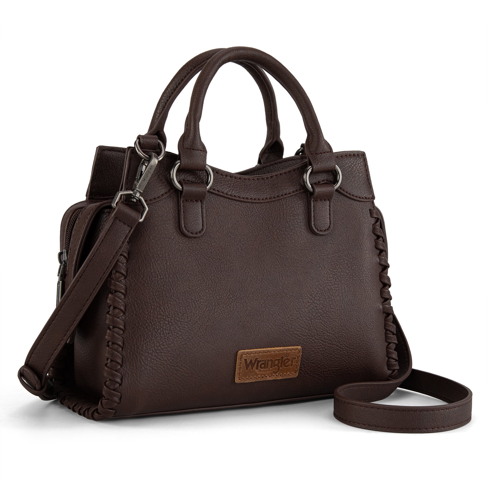 Wrangler Purses for Women Carry All Handbags Small Crossbody Purses with Zipper, Coffee