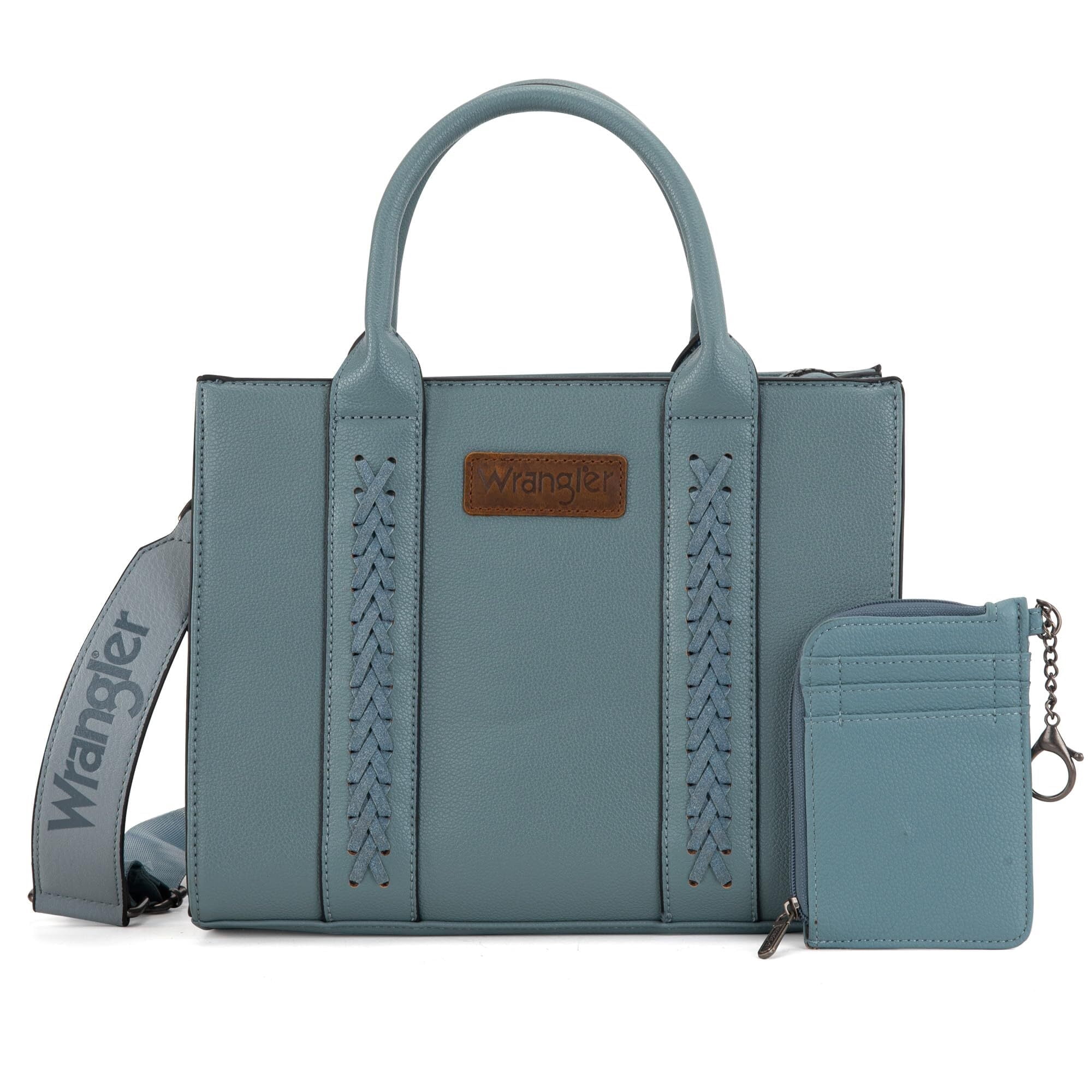 Wrangler Purse Medium Tote Bags for Women with Card Holder Wallet Designer Satchel Top-handle Handbags, Classic-Jean