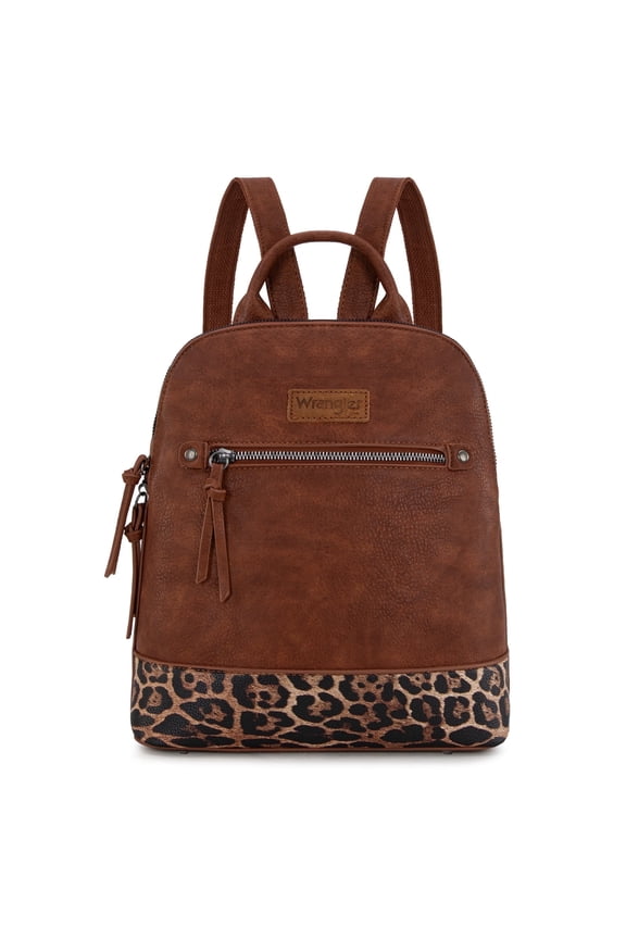 Wrangler Backpack Purse for Women Medium Ladies' Bookbag Travel Work Daypacks Bags, Leopard