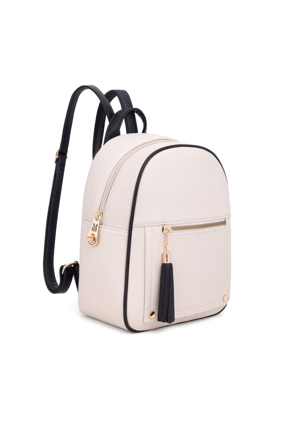 Medium Backpack Purse for Women Anti Theft Backpack with Secured Zipper & Tassel, Beige & Black Backpack