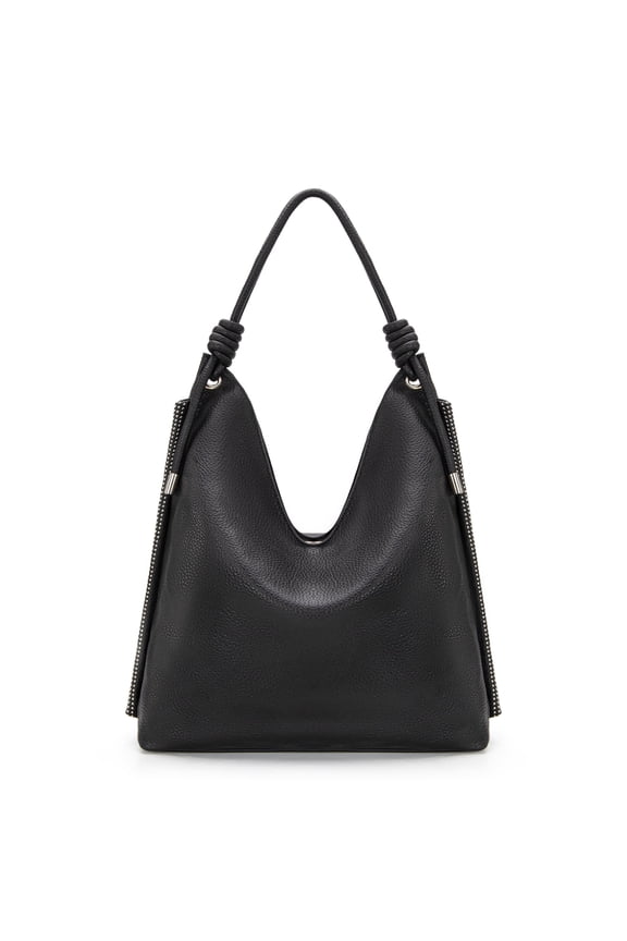 Hobo Bags for Women Soft Slouchy Top Handle Shoulder Purses Handbag with Knot Strap, Black