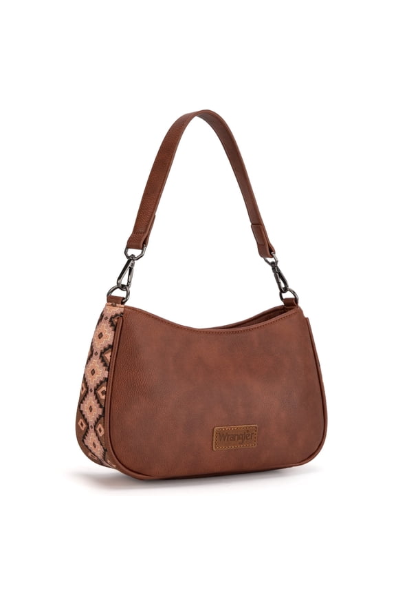 Wrangler Hobo Purse for Women Shoulder Purses Bag with Detachable Strap, Dark Brown