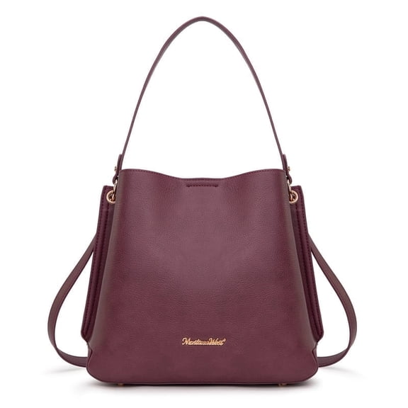 Montana West Hobo Purse for Women Bucket Shoulder Bag with Crossbody Strap, Burgundy
