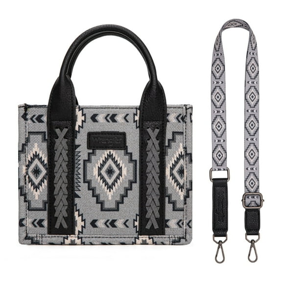 Wrangler Mini Tote Bag Small Top Handle Bag Ladies Woven Satchel Handbag, Black