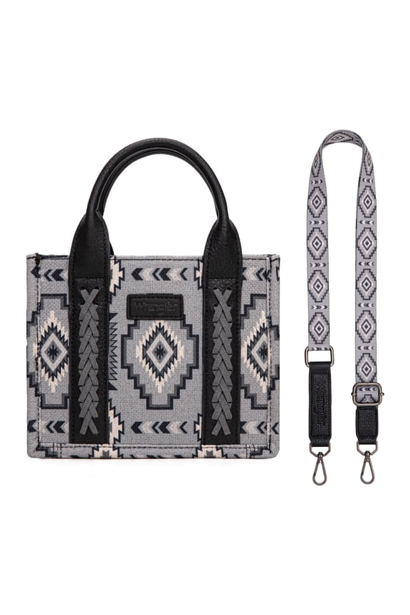 Wrangler Mini Tote Bag Small Top Handle Bag Ladies Woven Satchel Handbag, Black