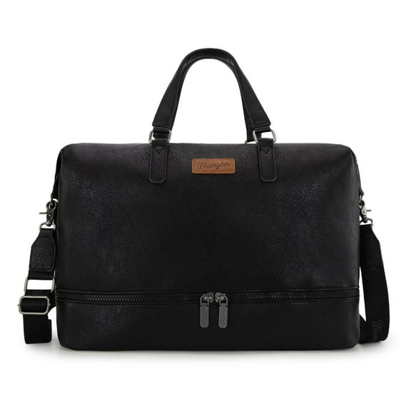 Wrangler Travel Duffel Bag Carry On Overnight Bag with Shoe Compartment Weekender Bag for Women and Men , Black