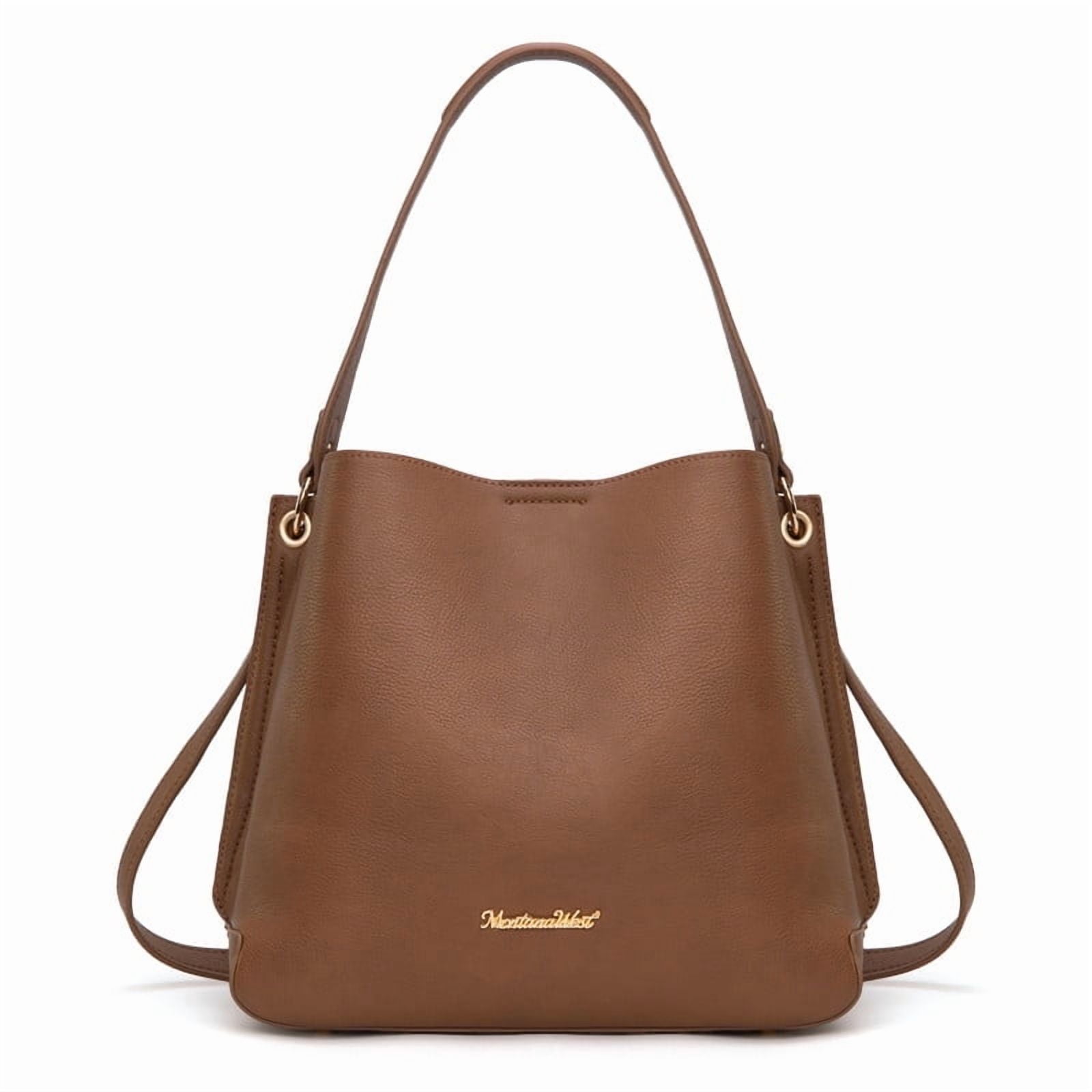 Montana West Hobo Purse for Women Bucket Shoulder Bag with Crossbody Strap, Dark Brown