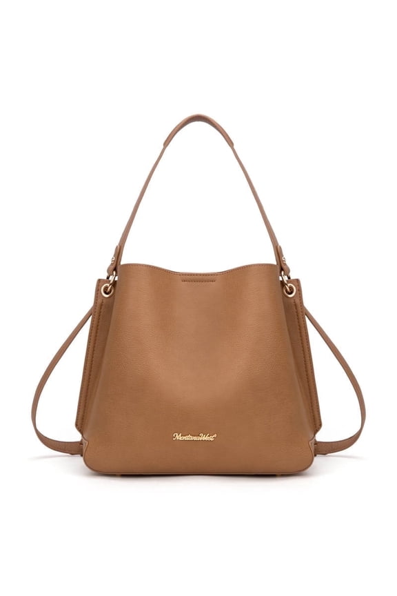 Hobo Purse for Women Bucket Shoulder Bag with Crossbody Strap, Brown