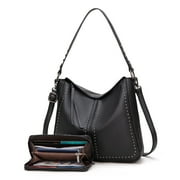 MONTANA WEST Purse and Wallet 2Pcs Set Hobo Crossbody Bag for Women Shoulder Handbags with Adjustable Strap, Black